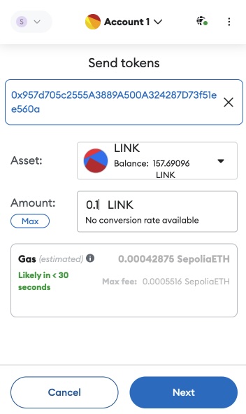 Chainlink CCIP fund deployed sender Sepolia